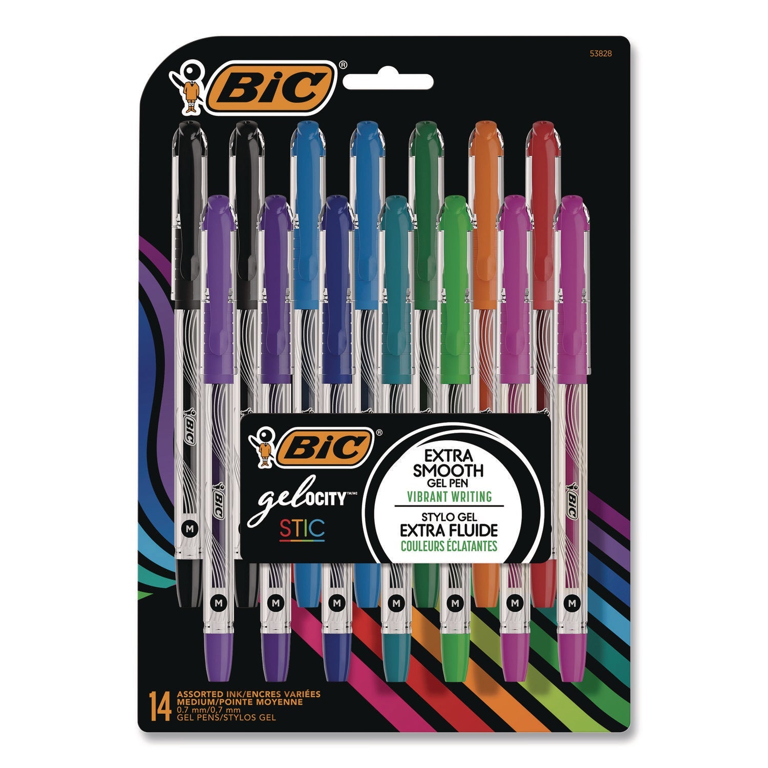 bic-r-gel-ocity-stic-gel-pen-stick-medium-0-7-mm-randomly-selected-ink-and-barrel-color-assortment-14-pack-bicrgsmp14ast_1